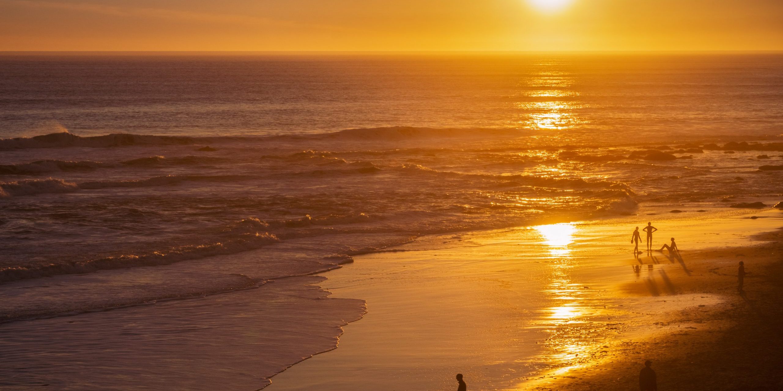 Sunset on the Pacific Ocean coastline, Santa Cruz, California